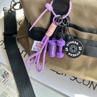 Llavero de fitness tejido a mano, mini mancuerna antipérdida, llavero para amantes del gimnasio, colgante de cuerda de nailon con placa de peso. - details 5
