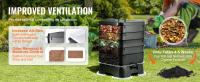 SucceBuy Compostador de gusanos de 5 bandejas, contenedor de abono de gusanos de 50 L para exteriores e interiores, kit de granja de gusanos de diseño sostenible, para reciclaje de residuos de alimentos, heces de gusanos, té de gusanos, vermicultura y ver - details 2
