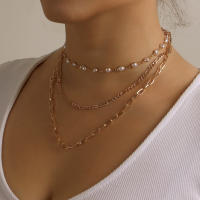 Nueva Perla multicapa moda temperamento collar con colgante para mujer collar de Metal de moda - details 0