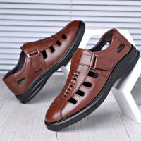 Sandalias de verano para hombre, nuevas, huecas, para playa, de piel suave y transpirable, con velcro. - details 9