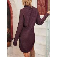 Vestido de punto elegante para mujer cuello redondo, color sólido, estilo elegante - details 13
