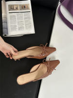 Nuevo arco medio stiletto Muller zapatos bolsa cabeza media zapatillas de las mujeres de gran tamaño de tacón alto zapatos individuales zapatillas geniales - details 11