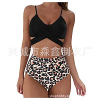 Bikini de dos piezas de cintura alta con estampado de leopardo, traje de baño sexy para mujer - details 0