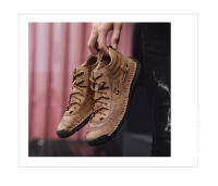 Zapatos informales para hombre, zapatos antideslizantes transpirables de cuero Unisex para caminar, zapatos cosidos a mano para mujer - details 14