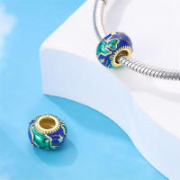 Pulsera de viaje de plata esterlina S925 con encantos de tierra para mujeres DIY de 3mm joyería fina de cumpleaños regalo con cuentas de zirconia y piedra natural - details 12