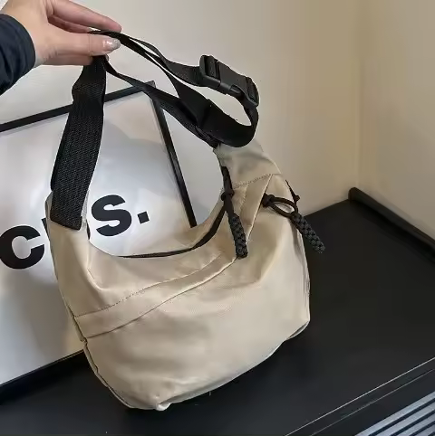 Bolso cruzado informal de lona para mujer, bolso de hombro negro, bolso de gran capacidad, bolso de compras de viaje para hombre - 1