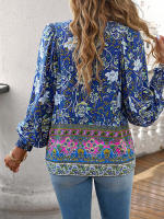 Blusa camisa floral rosa para mujer, top suelto de manga larga, ropa de calle, traje de oficina, ropa de mujer para otoño y primavera - details 18