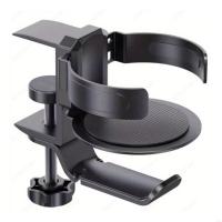 Soporte para auriculares con forma de taza 2 en 1, soporte giratorio de 360 grados para escritorio, soporte para auriculares para juegos, ahorra espacio, negro - details 9
