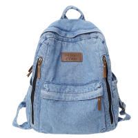 Mochila De tela vaquera para estudiante, morral De gran capacidad con múltiples bolsillos, a la moda, para la escuela, 2023 - details 11