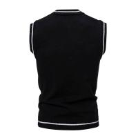 Nuevo Chalecos sin mangas de punto con cuello en V para hombre, jerséis de punto ajustados, suéteres de moda de retales, ropa de calle informal inteligente - details 2