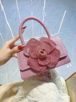 Bolso mujer 2025 nueva celebridad de Internet brillante diamantes de imitación rosa flor cadena pequeña bolsa cuadrada bolsa de mensajero portátil marea - details 11