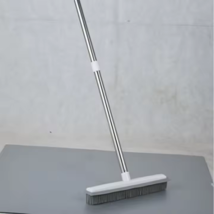 Cepillo de limpieza de acero inoxidable, cepillo de silicona para suelo, cepillo limpiaparabrisas, cepillo de pelo de Animal para suelo, mango largo, cepillo mágico para alfombras, artefacto - 1