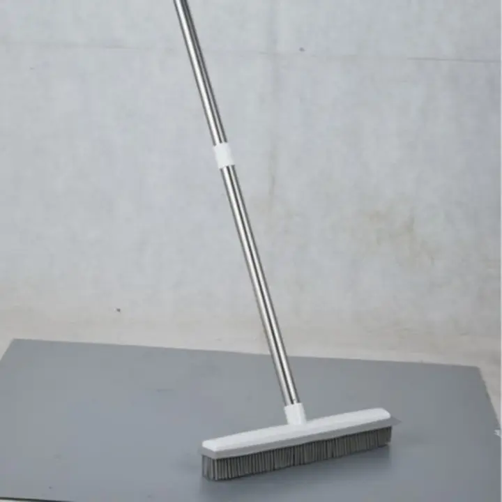 Cepillo de limpieza de acero inoxidable, cepillo de silicona para suelo, cepillo limpiaparabrisas, cepillo de pelo de Animal para suelo, mango largo, cepillo mágico para alfombras, artefacto - 1