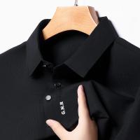 Polo de manga corta de Color sólido para hombre, Top elástico cómodo y transpirable, recién llegados, estilo informal de negocios - details 13