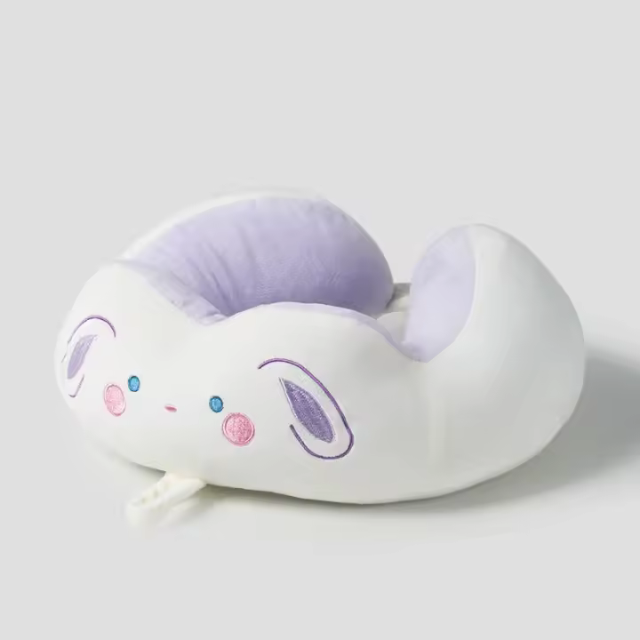 Almohada suave y esponjosa en forma de U para descanso de avión, microfibra - 1