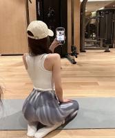 Pantalones de yoga para mujer con cinta, body de entrenamiento de secado rápido sin costuras, cintura alta, color melocotón, body deportivo - details 4