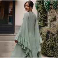 Vestidos elegantes lisos de encaje con múltiples unces, vestidos elegantes holgados con cuello de pico, batas de manga larga para mujer nueva, vestido de vacaciones para ir al trabajo de verano 2025 - details 27