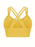 Sujetador De Cuello Redondo Hueco para Deportes, Transpirable, entrecruzado en la espalda, Cómodo, De Color Sólido, De alta elasticidad - details 19