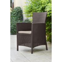 Sillón de jardín para exterior e interior con cojín incluido, Resina con acabado de ratán plano, Color Blanco - details 15
