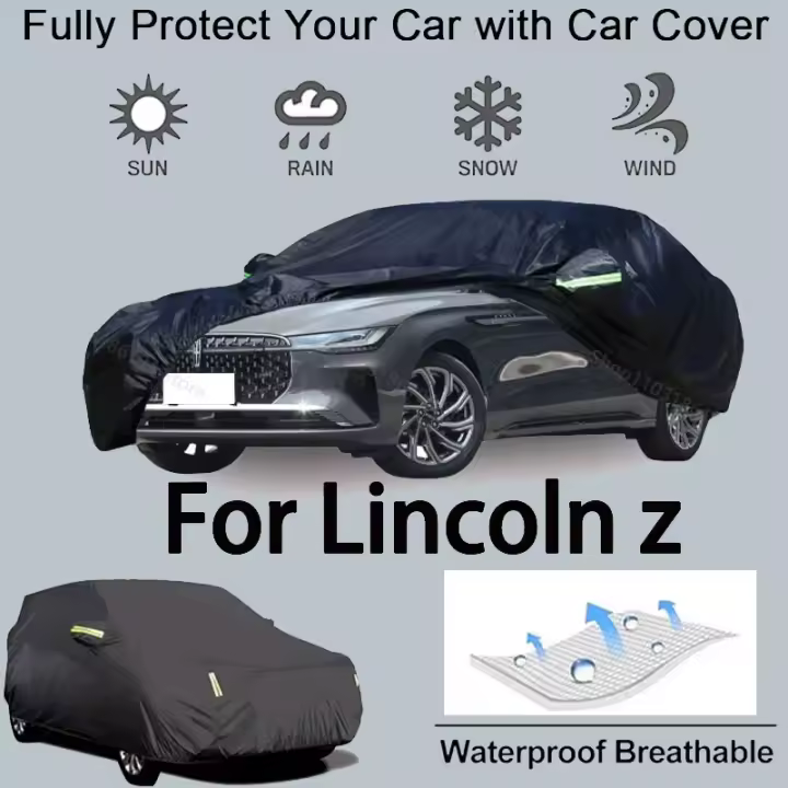 Cubierta completa para coche para Lincoln Z, equipo protector para exteriores, protector solar a prueba de nieve, accesorios para automóviles impermeables y a prueba de polvo, negro - 1