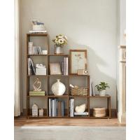 Librería con 10 Cubos, Estantería para Libros con Compartimentos Abiertos, Decoraciones, Fotos, Plantas, Salón, Dormitorio, Estudio, 29 x 129,5 x 129,5 cm, Marrón Rústico - details 7