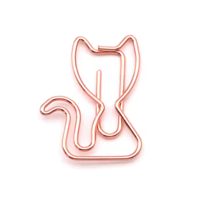 10 Uds. De Clips de papel en forma de gato para estudiantes, soporte de marcapáginas de Metal de dibujos animados, clip de papel de Metal creativo bonito - 1