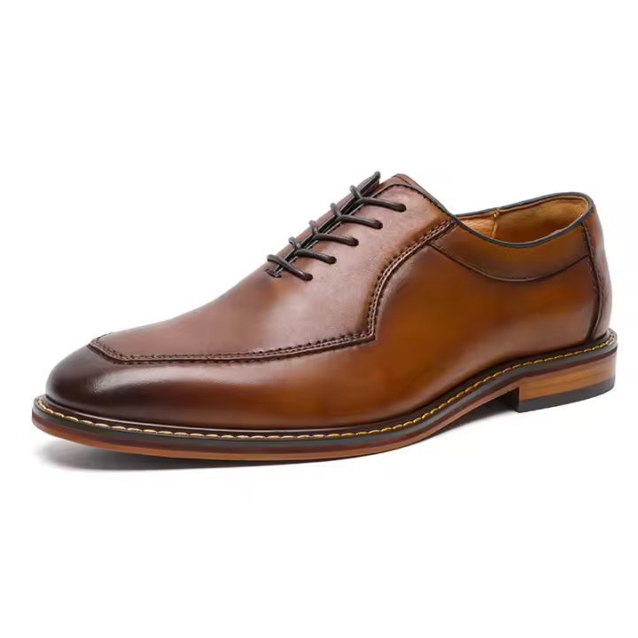 Cuero genuino de primera capa de cuero de vaca hecho a mano zapatos de cuero para hombres zapatos para hombres. - 1