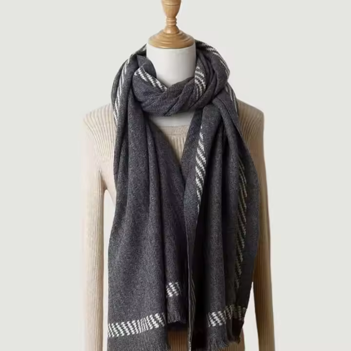 Bufanda y chal de lana de invierno para mujer mezcla de rayas adulto 69x165cm cm - 1