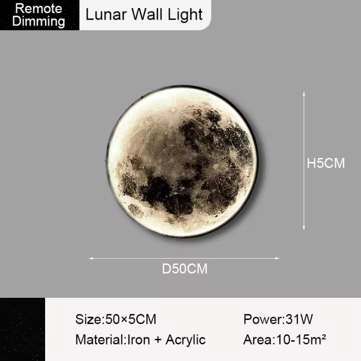 TOMAXIN Lámpara de pared de fondo para sala de estar con mural de luna de lujo y luz moderna, lámpara de habitación de arte nórdico - 1