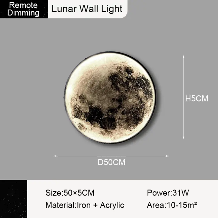 TOMAXIN Lámpara de pared de fondo para sala de estar con mural de luna de lujo y luz moderna, lámpara de habitación de arte nórdico - 1