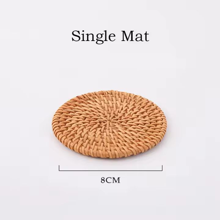 Cama de ratán hecha a mano de estilo japonés, juego de mesa de té de 6 piezas para decoración de escritorio I - 1