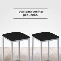 Estructura Color Aluminio y Asiento en Polipiel - Color del Asiento: Negro. Contenido: 2 unidades. - details 2