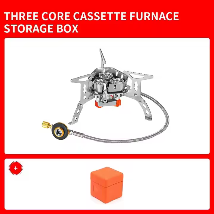 Estufa de Camping de Gas a Prueba de Viento 6800W, Enchufe de Tanque, Enciende con Piezo, Portátil y Plegable - 1