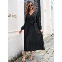 Elegante Vestido Largo Plisado de Color Sólido para Mujer Moda Otoño Primavera 2025 - details 13