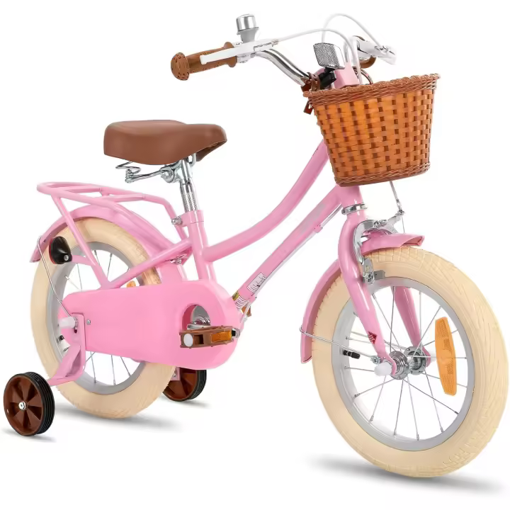 Pulgadas Bicicleta Infantil con Cesta y Ruedas estabilizadoras para niñas y niños de 2 a 9 años (Verde y Rosa) - 1