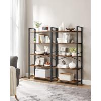 Librería de 5 Niveles, Biblioteca, Estantería para Oficina, Estudio, Sala de Estar, Dormitorio, 30 x 66 x 153 cm, Industrial, Marrón Rústico y Negro - details 1