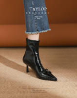 Moda nueva hebilla de cinturón stiletto botas cortas de mujer - details 2