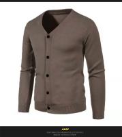 Cárdigan de punto para hombre, M-5XL de otoño, suéter fino básico elástico ajustado con cuello en V, abrigo informal versátil de Color sólido, 2024 - details 14