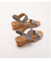 Sandalias de cuña bohemias para mujer, nuevo estilo étnico, con punta abierta, versátiles, de tejido cruzado, romanas. - details 11