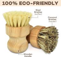 Cepillo De Limpieza Para Cocina De Bambú - Cepillo Natural Para Lavar Ollas Y Platos Delicados Para El Hogar - details 1