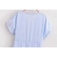 Elegante Vestido de Satén de Verano Cintura A-line para Mujeres 2025 Manga Corta Cuello en V - details 17