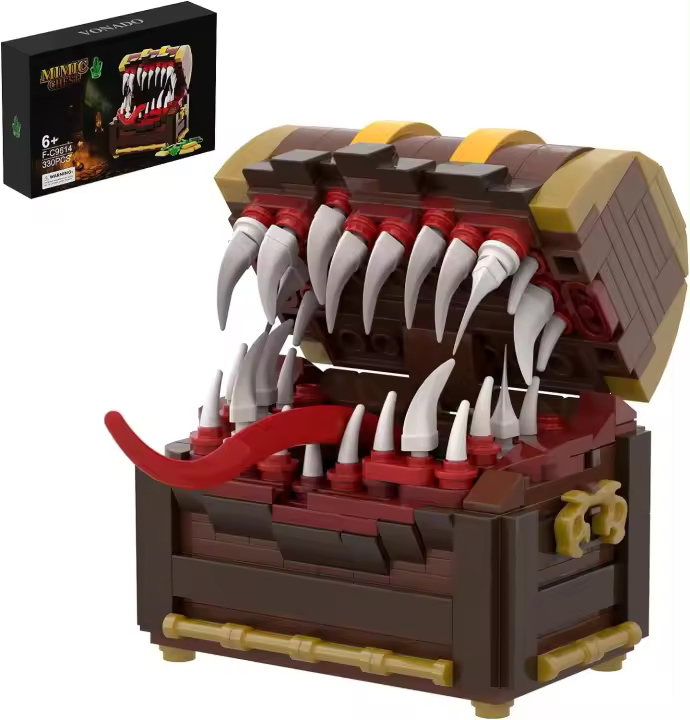 Kit de bloques de construcción de Mimic Treasure Chest Monster, caja de tesoro pirata, serie de juegos, botín, ensamblaje, juego de ladrillos de construcción DIY - 1