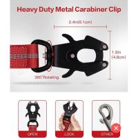 Correa táctica para perros de alta resistencia, plomo elástico que absorbe los golpes de 4 a 6 pies con 2 asas acolchadas, mosqueteero de Metal, cinturón de seguridad para automóvil, - details 4