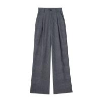 TRAF Pantalones rectos a rayas, otoño 2024, pantalones largos plisados ​​elegantes para mujer, pantalones casuales de moda para mujer, pantalones negros Beige y grises para oficina - details 7