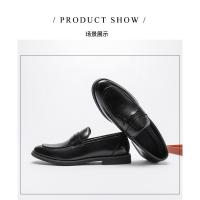 Mocasines de cuero estilo británico casual negro con un pedal y gorro. - details 10