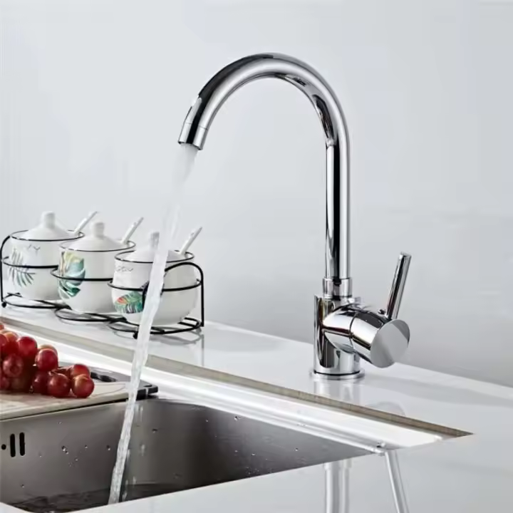 Grifo de oro rosa/negro/cromado mezclador de agua fría y caliente grifo de fregadero giratorio de 360 ​​grados montado en cubierta para cocina - 1