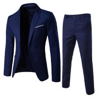 Conjunto de Pantalones y Abrigo para Hombre Traje de Negocios Ajustado de Manga Larga con Correa y Botones Únicos - details 1