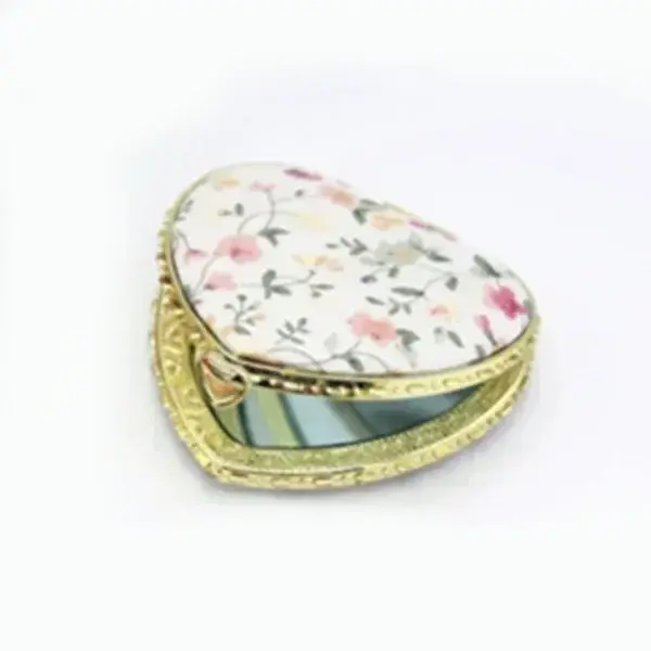 Espejo Floral de bolsillo para mujer, Mini espejo de maquillaje plegable portátil compacto de dos lados, maquillaje cosmético Vintage para regalo - 1