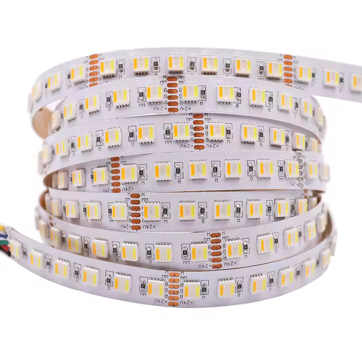 Tira de luces LED RGBCCT, 5 colores en 1, Chip RGBW, 30/60/96LED/M, diodo de cinta impermeable, DC12V, 24V, 5M, 5050 - 1
