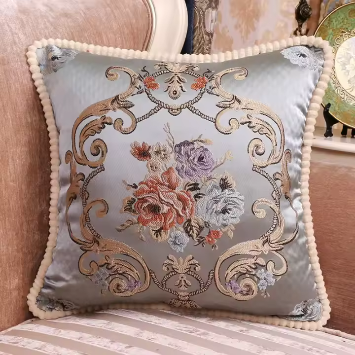 Funda de cojín de patrón tridimensional de Jacquard estimulante de alta precisión, cojín trasero de sofá Retro europeo para sala de estar - 1